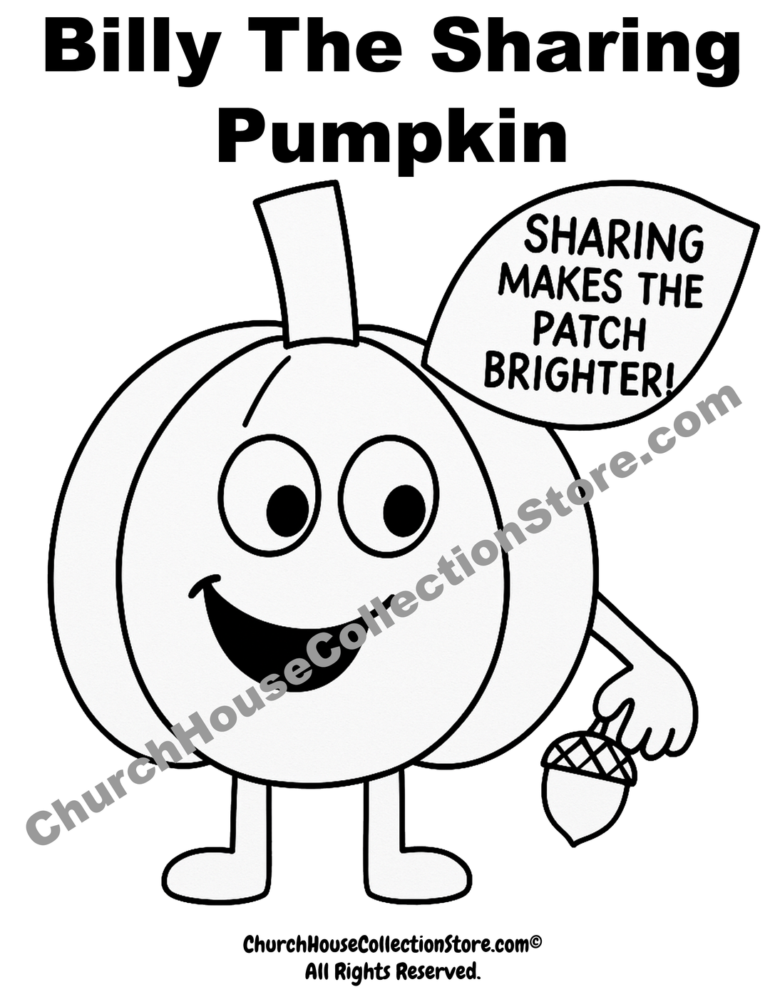 Billy The Sharing Pumpkin Coloring Page