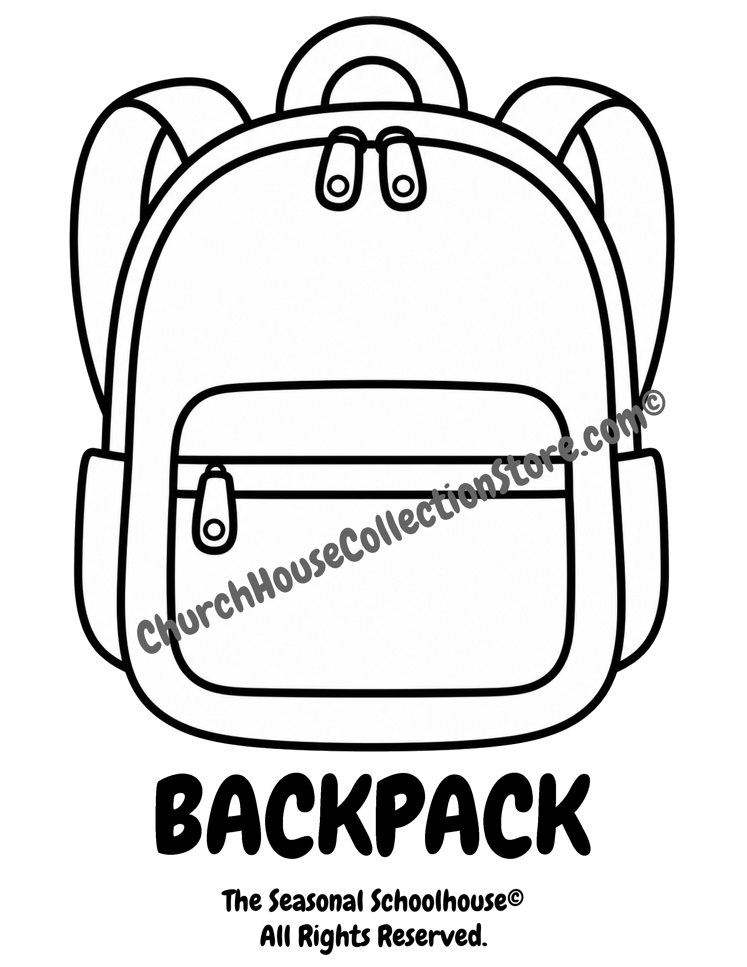 Back to School Backpack Coloring Page Printable PDF for Preschool ...