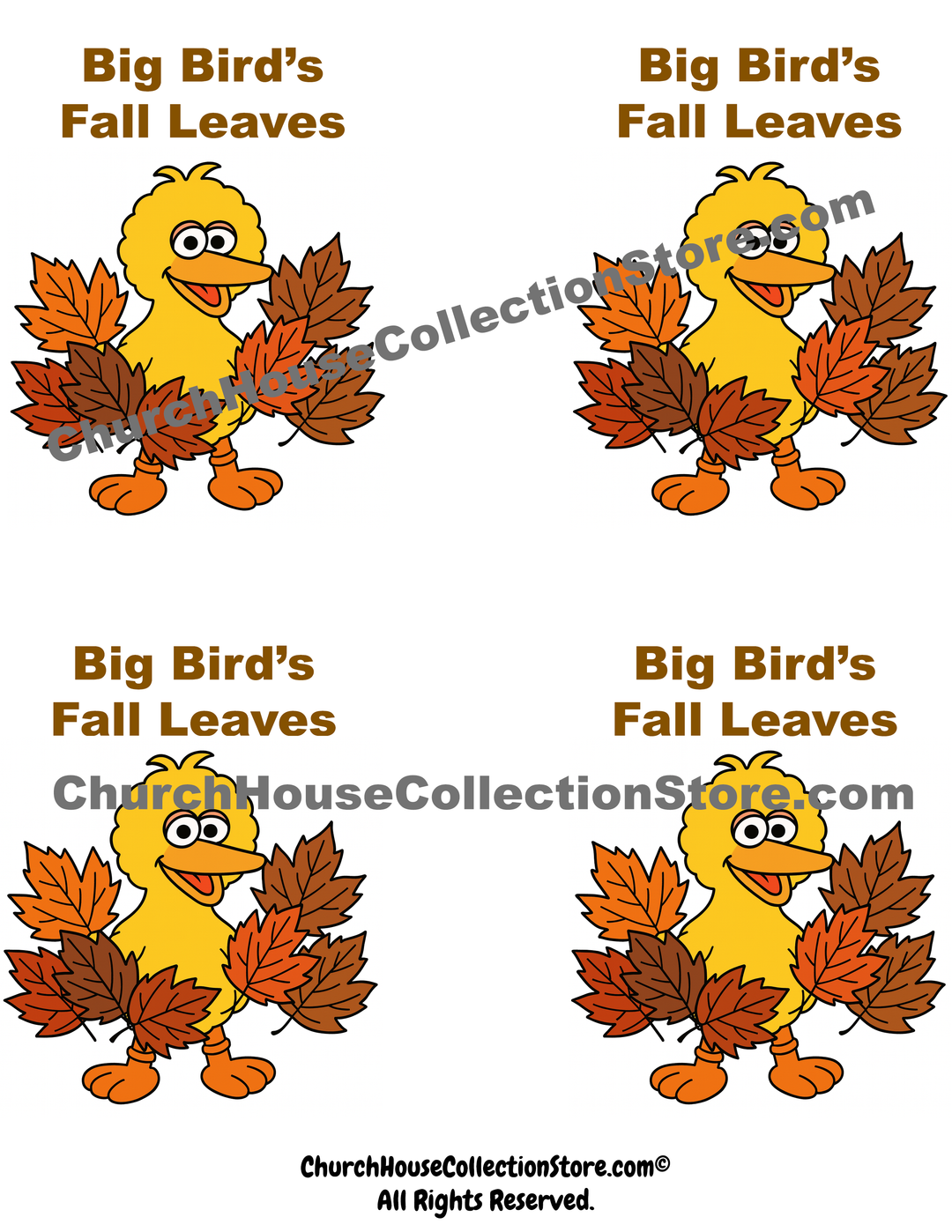 Big Bird Fall Leaves Sticker Template