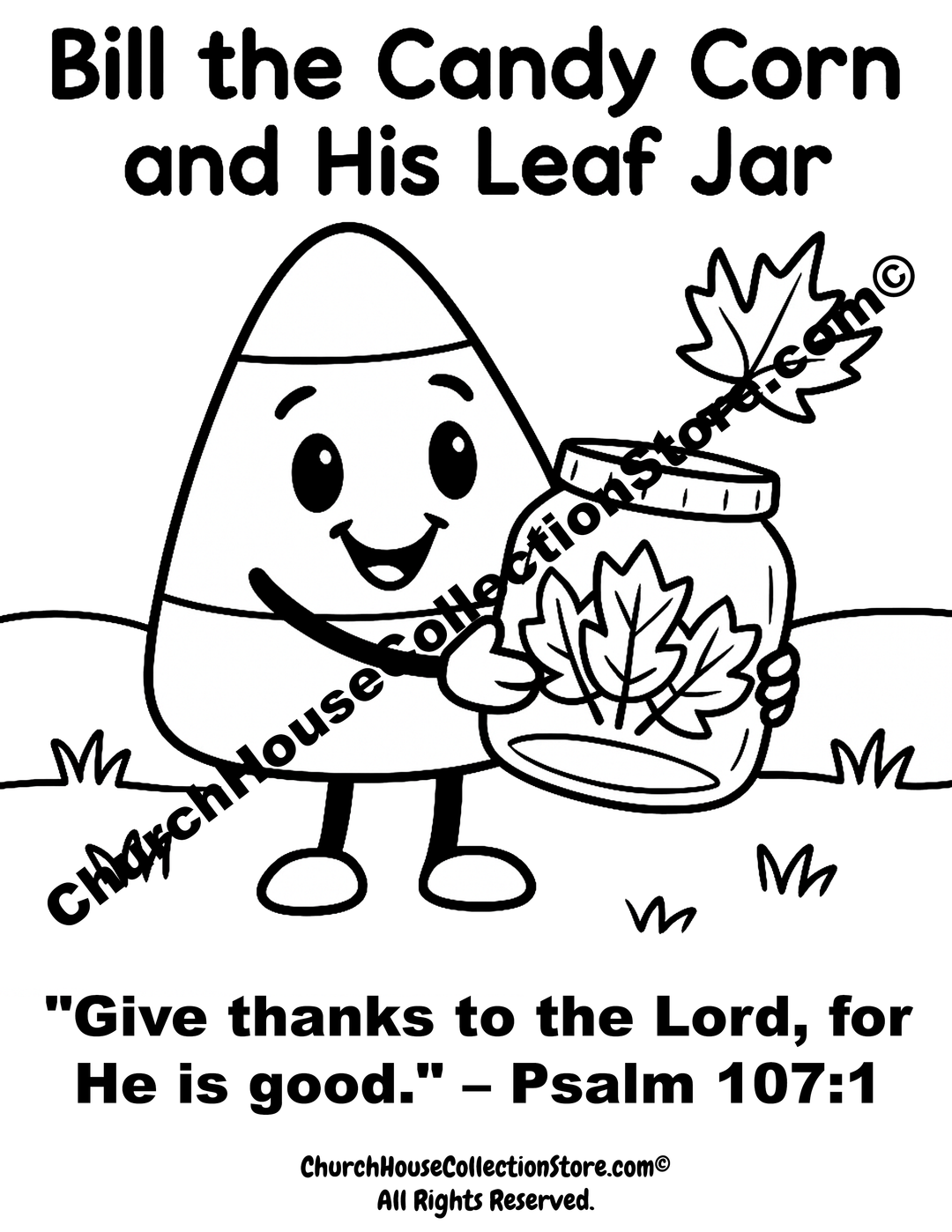 Bill The Candy Corn And His Leaf Jar Coloring Page