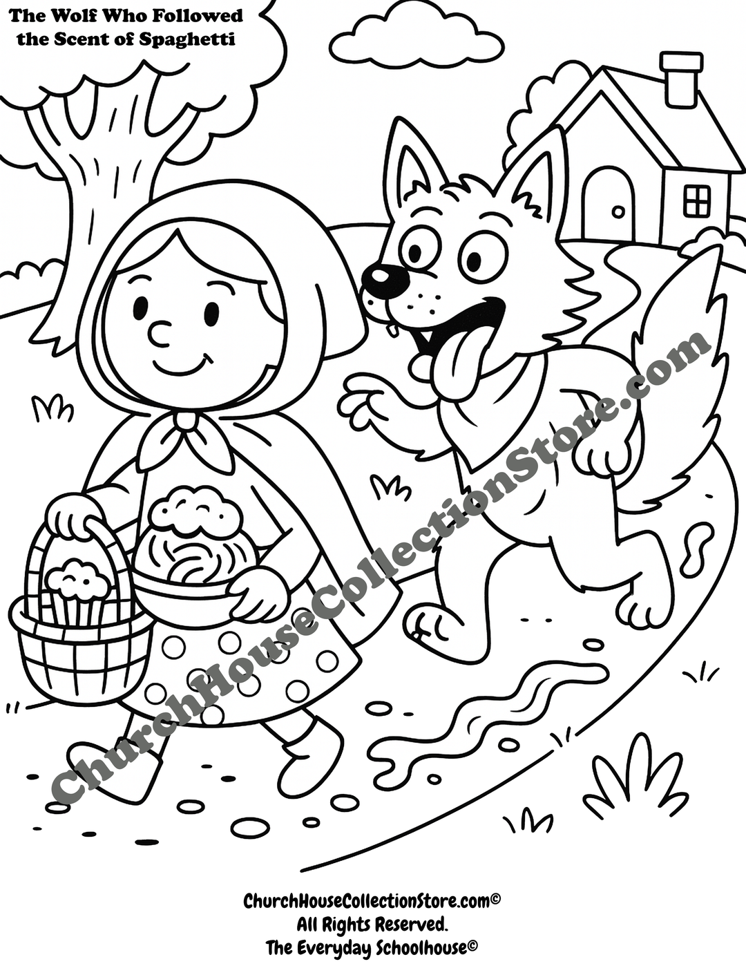 Little Red Riding Hood and the Hangry Wolf Coloring Page