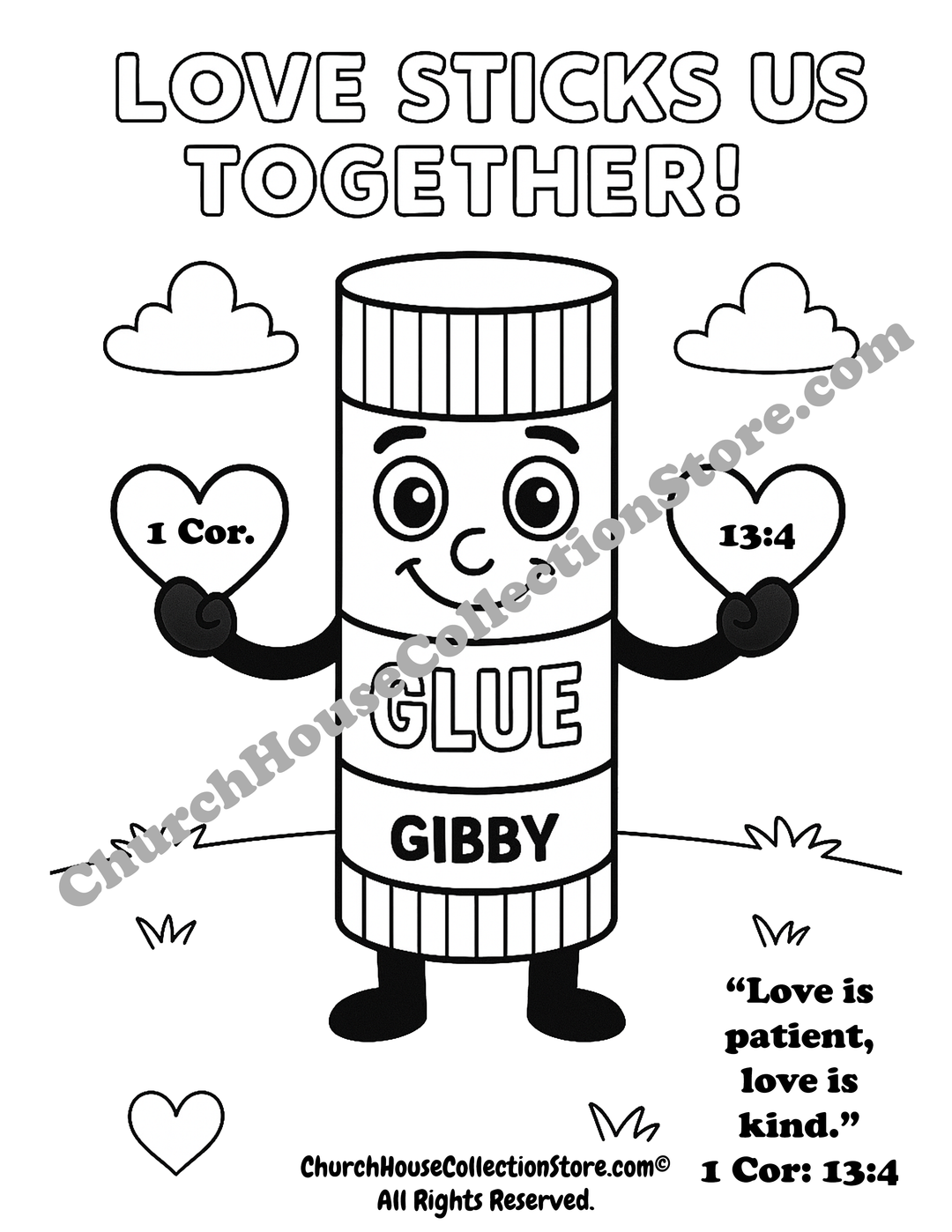 Free Preschool Coloring Page: “Gibby the Glue Stick” Back To School