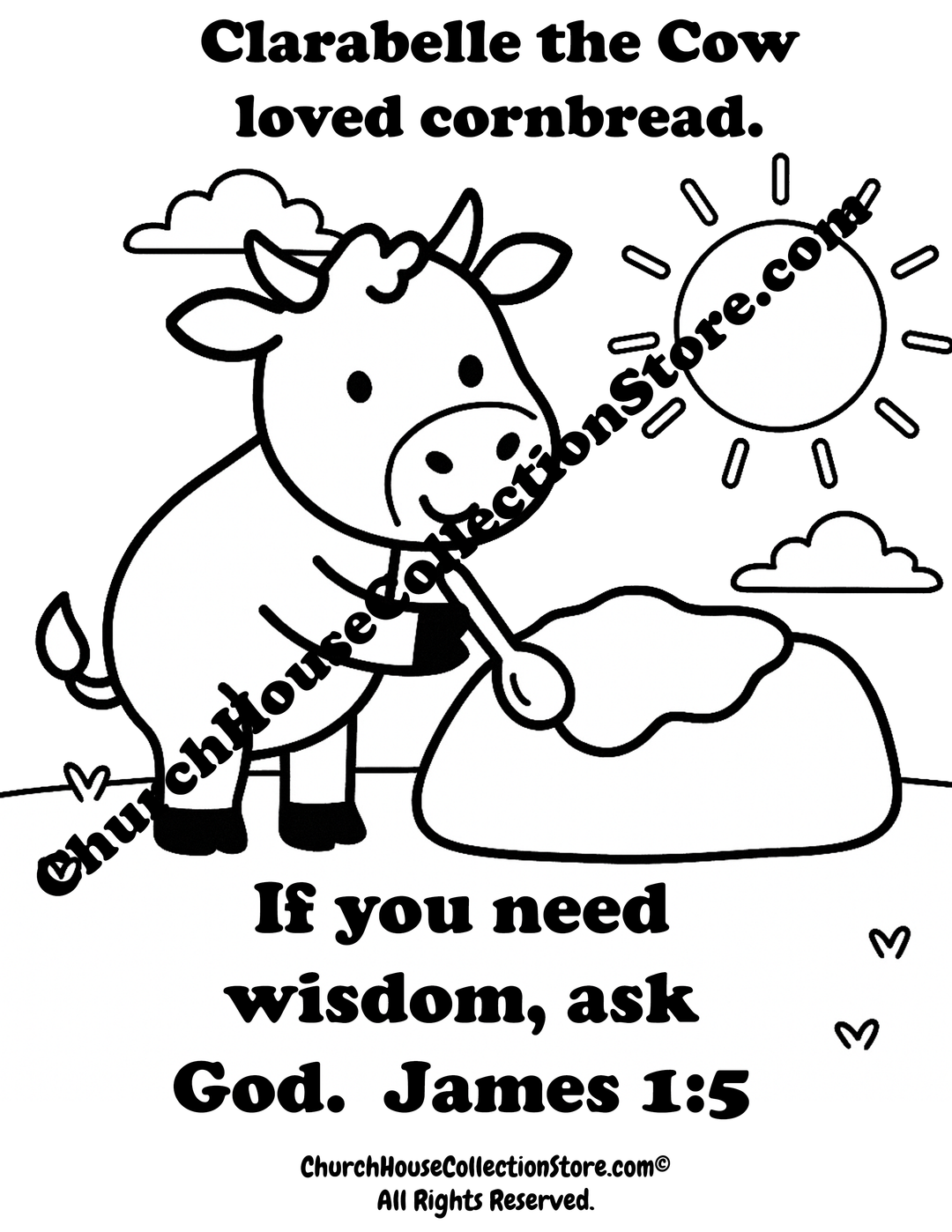 Clarabelle The Cow Cornbread Coloring Page – Free Printable
