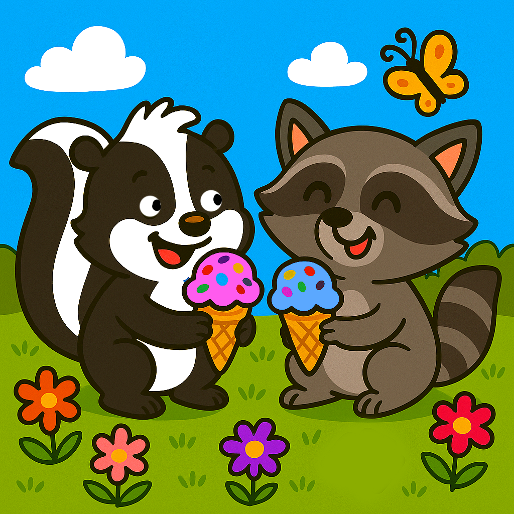 Ice Cream Cone Sharing Puppets Craft For Preschool Bible Lesson. Skunk and Raccoon Eating Sharing Ice Cream Summer Time by Church House Collection Store