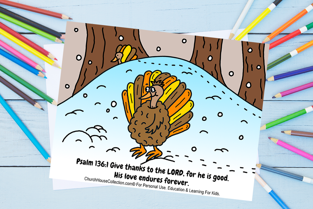 Turkey Thanksgiving Bible Coloring Page