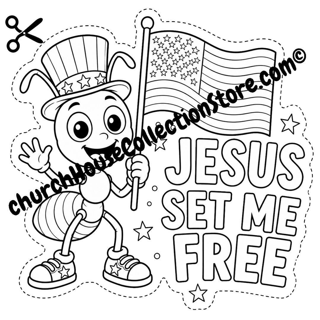 Jesus Set Me Free Ant Coloring page Cutout Craft – Fourth of July Bible Craft Cutout for Preschool &amp; Toddlers