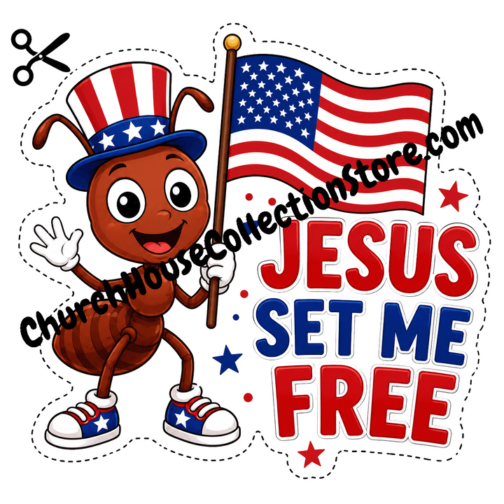 Jesus Set Me Free Ant Craft – Fourth of July Bible Craft Cutout for Preschool &amp; Toddlers