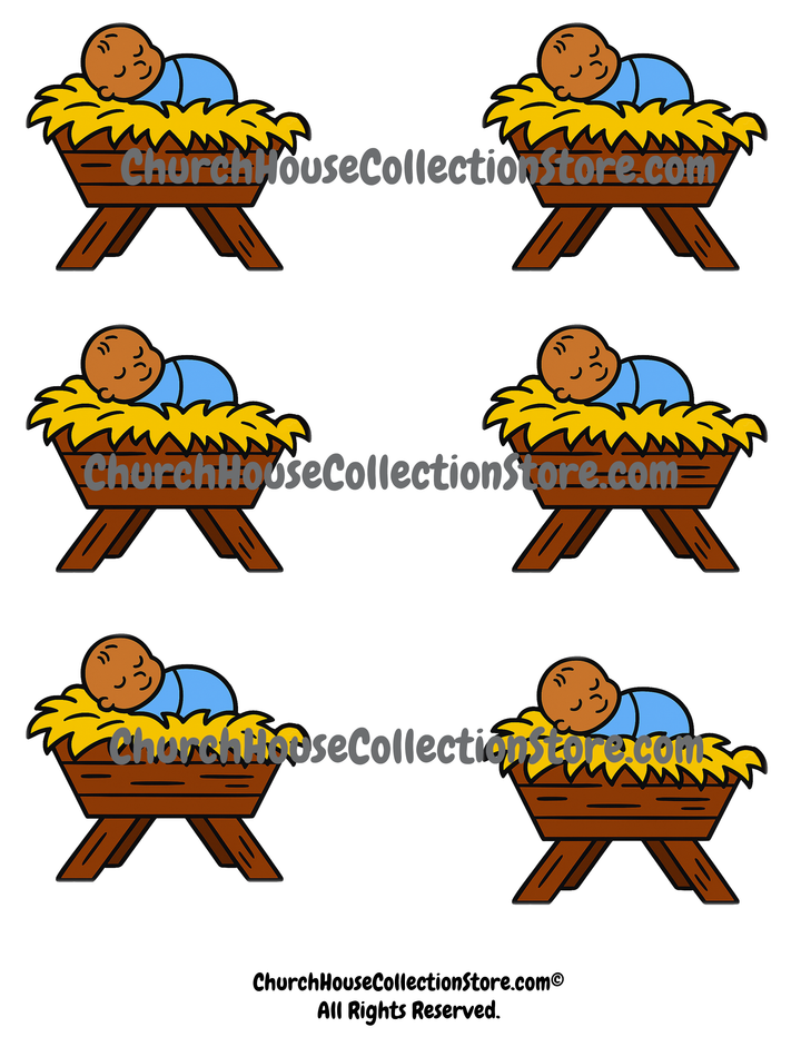 Baby Jesus in the Manger Sticker Template – Christmas Snack Cup Printable