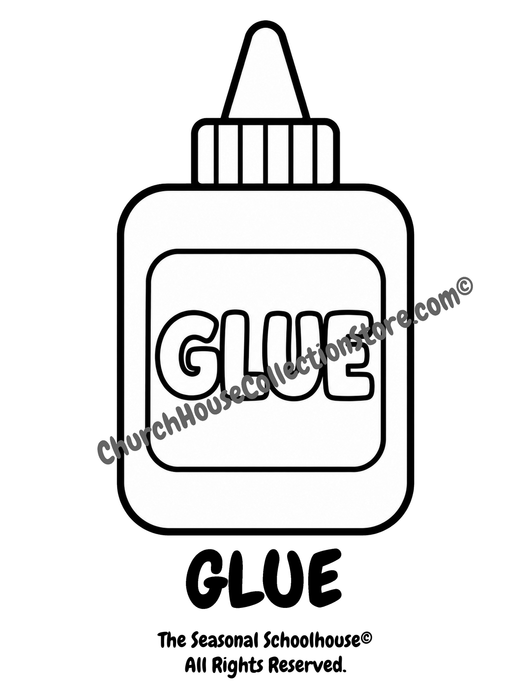 Back to School Glue Bottle Coloring Page printable for preschool and kindergarten students