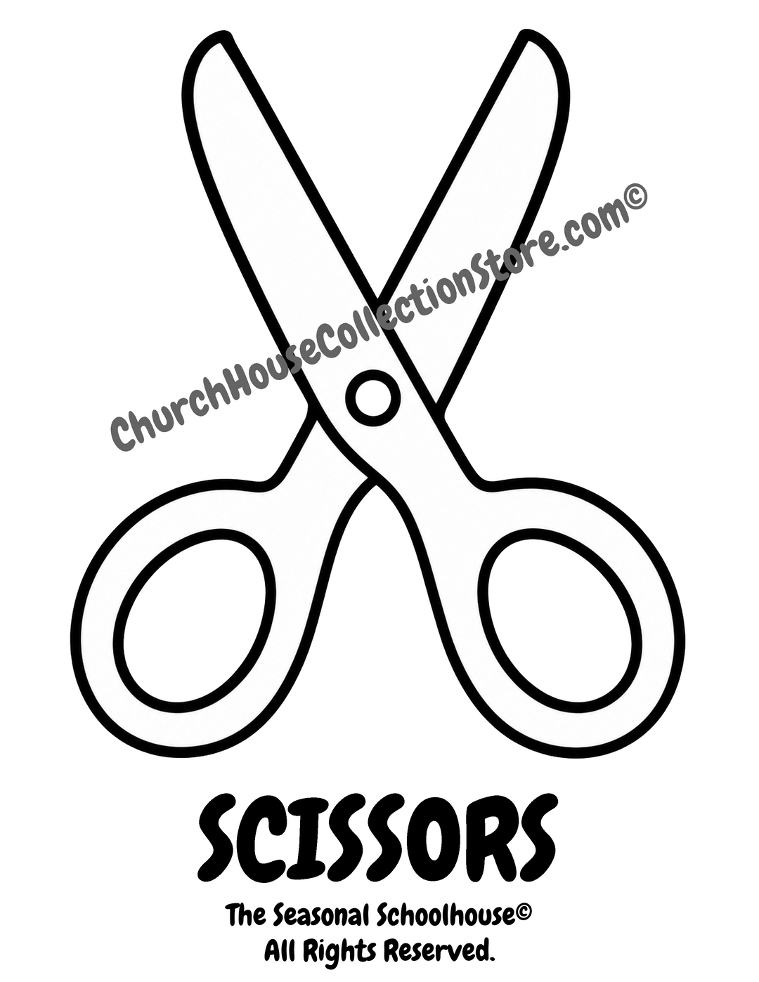 Back to School Scissors Coloring Page Printable by The Seasonal Schoolhouse