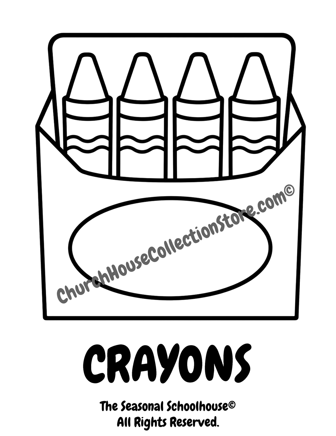 Back to School Box of Crayons Coloring Page printable for preschool and kindergarten students.
