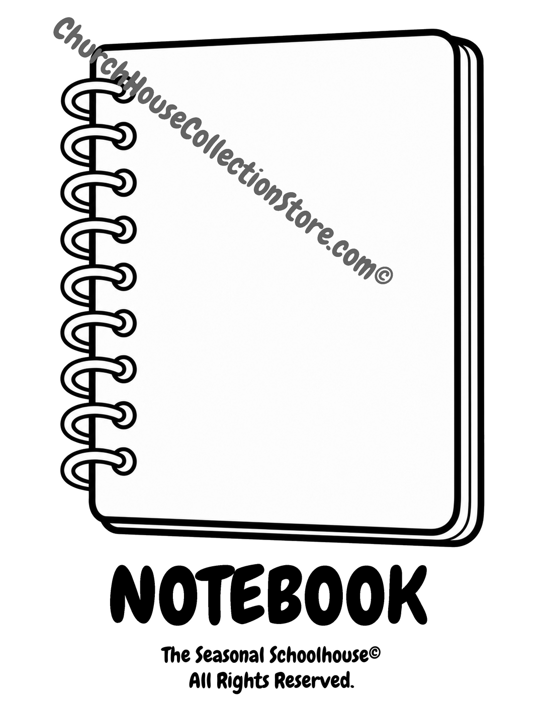 Back to School Notebook Coloring Page printable for preschool and kindergarten students