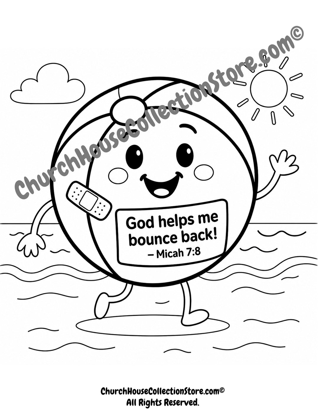 Bobby The Beach Ball Coloring Page - Summer Bible Sunday School