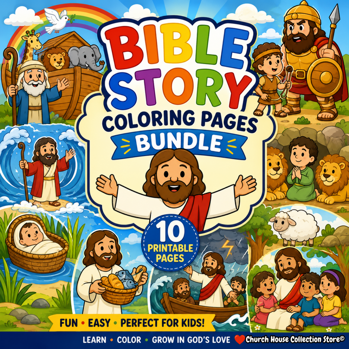 Bible Story Coloring Pages Bundle | 10 Printable Sunday School Activities For Kids