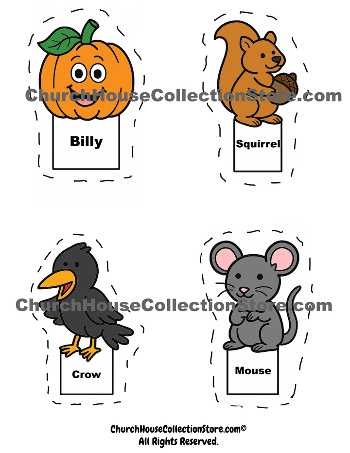 Billy the Sharing Pumpkin Finger Puppets