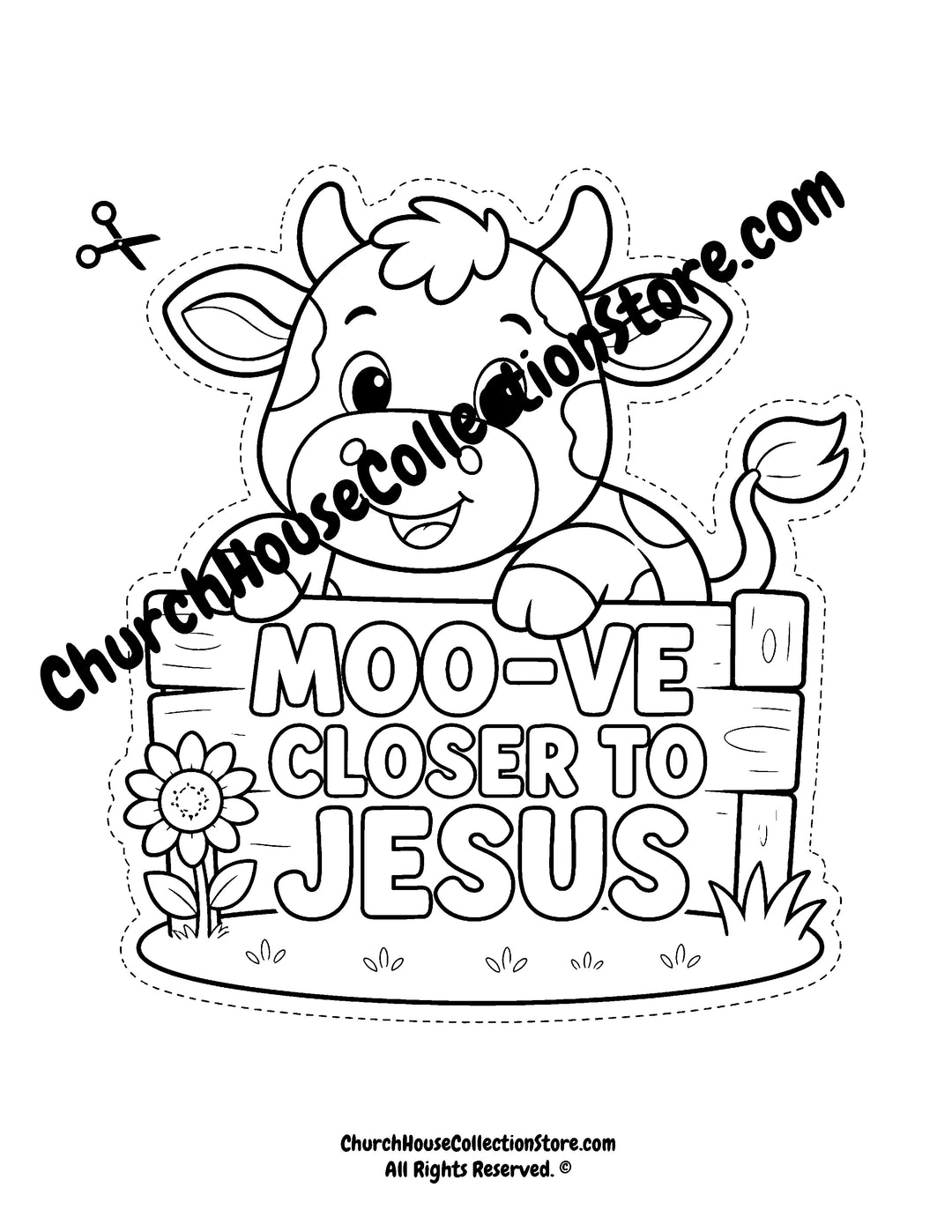 Moo-ve Closer To Jesus Cow Farm Craft – Farm Bible  Sunday School Craft for Preschool &amp; Toddlers.  Has a black and white coloring page version and colored version.