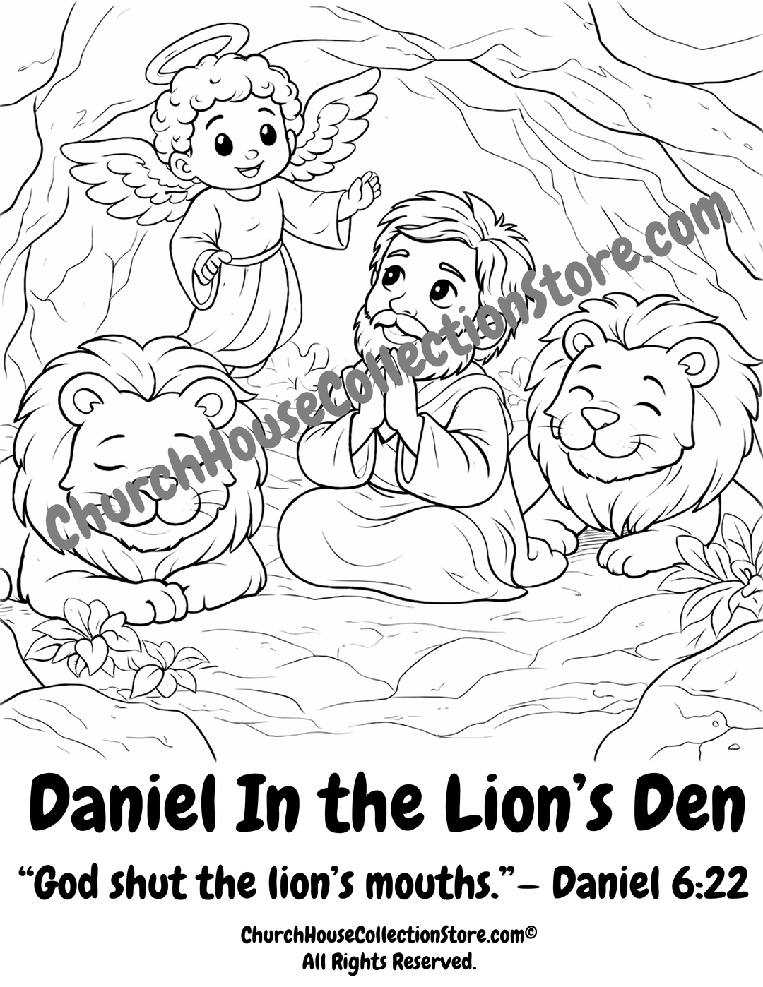 Daniel in the Lion’s Den Coloring Page