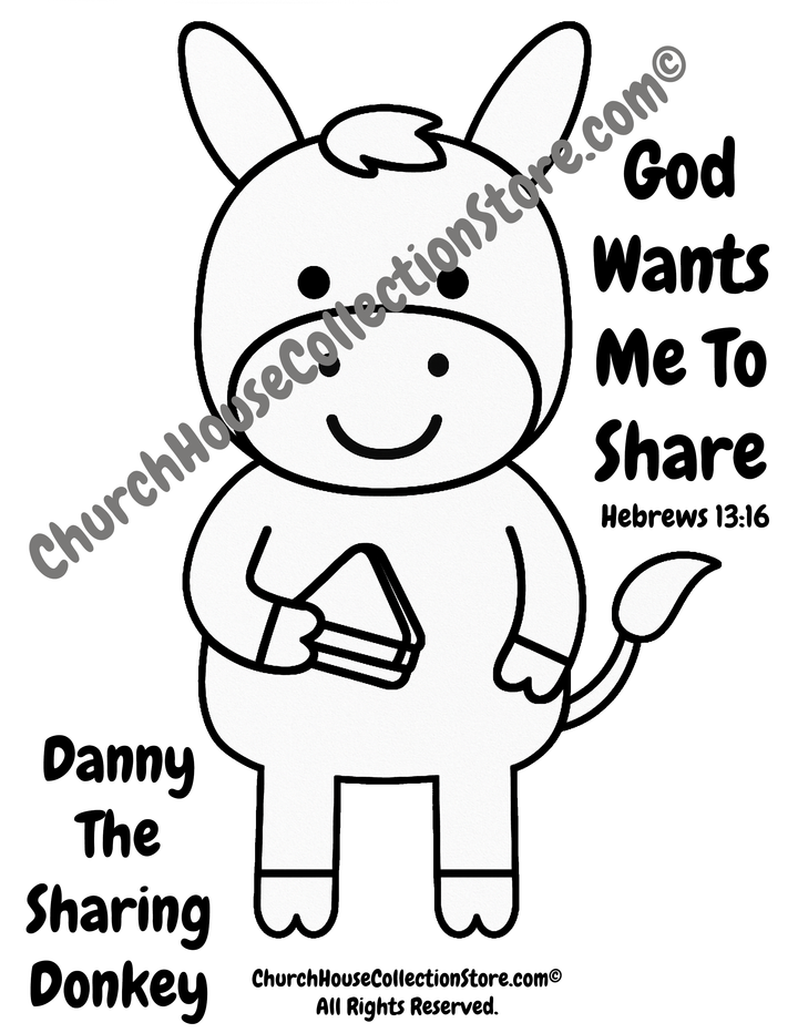 Danny the Sharing Donkey Coloring Page & Cutout Craft