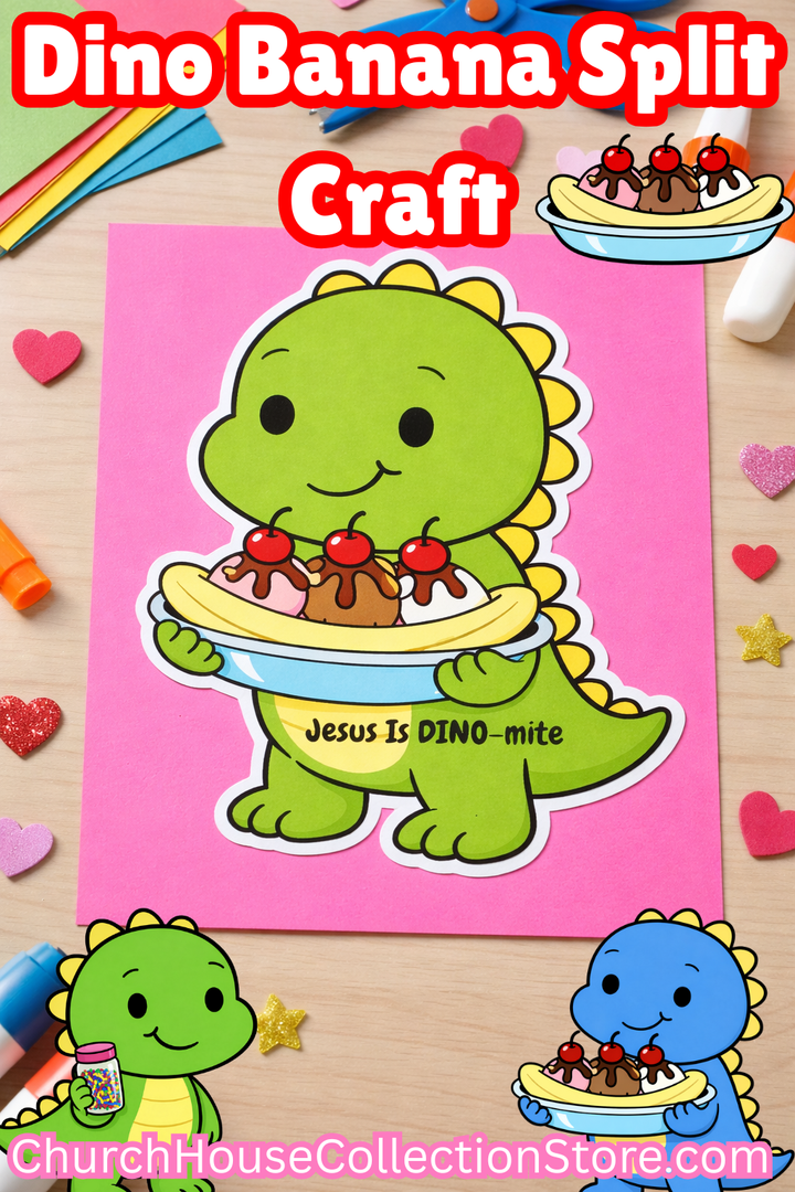 Dino Banana Split Craft | Dinosaur Valentine's Day Bible Sunday School Craft For Preschoolers