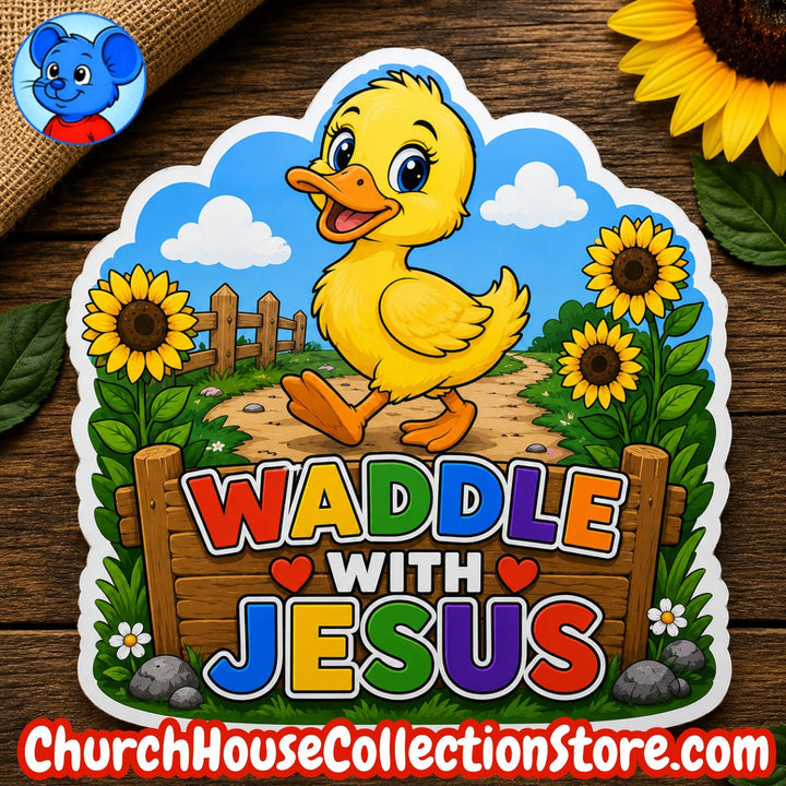 Waddle With Jesus Duck Craft – Farm Bible Craft for Preschool &amp; Toddlers Coloring Page Black and White and Colored Version On The Farm Bible Crafts