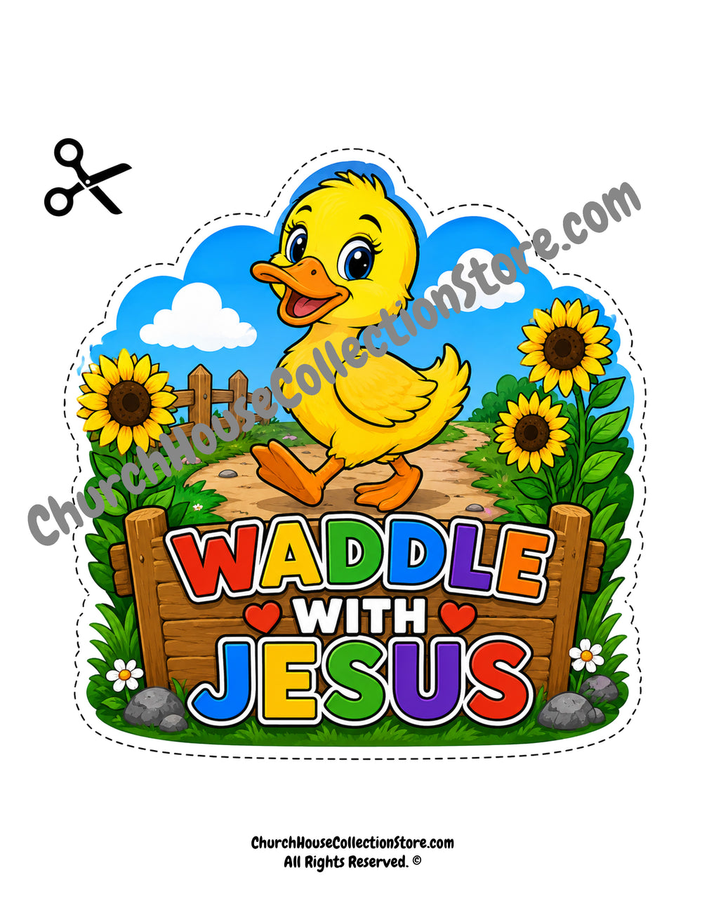 Waddle With Jesus Duck Craft – Farm Bible Craft for Preschool & Toddlers Coloring Page Black and White and Colored Version On The Farm Bible Crafts