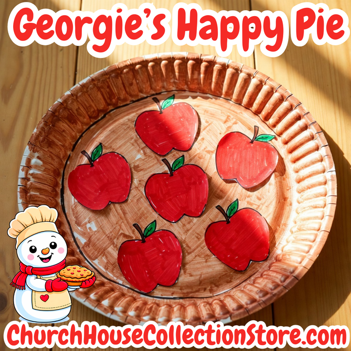 Georgie’s Happy Pie – Apple Cutout Craft Templates. Snowman Winter Bible Sunday School Craft idea for kids, toddlers and preschoolers.