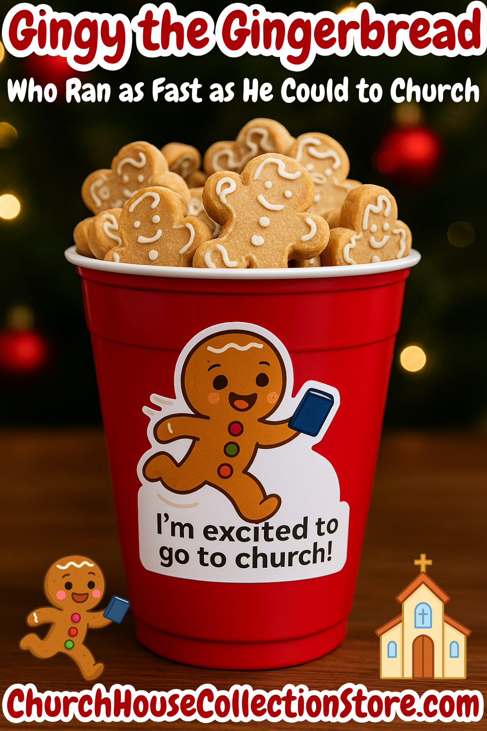 Gingy the Gingerbread Snack Cup Sticker Template by ChurchHouseCollectionStore.com