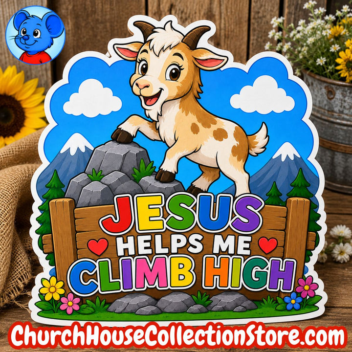 Goat Jesus Helps Me Climb Hight Cutout Bible Craft for Sunday School Kids. Comes with a black and white version and colored version. ChurchHouseCollectionStore.com