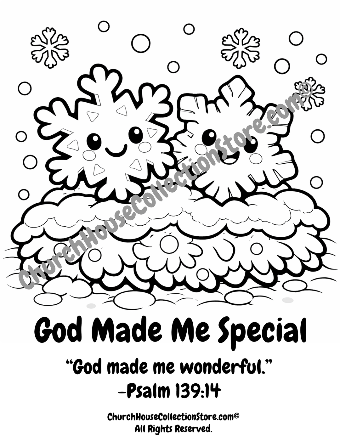 The Snowflake God Made Just for Me – Preschool Bible Coloring Page