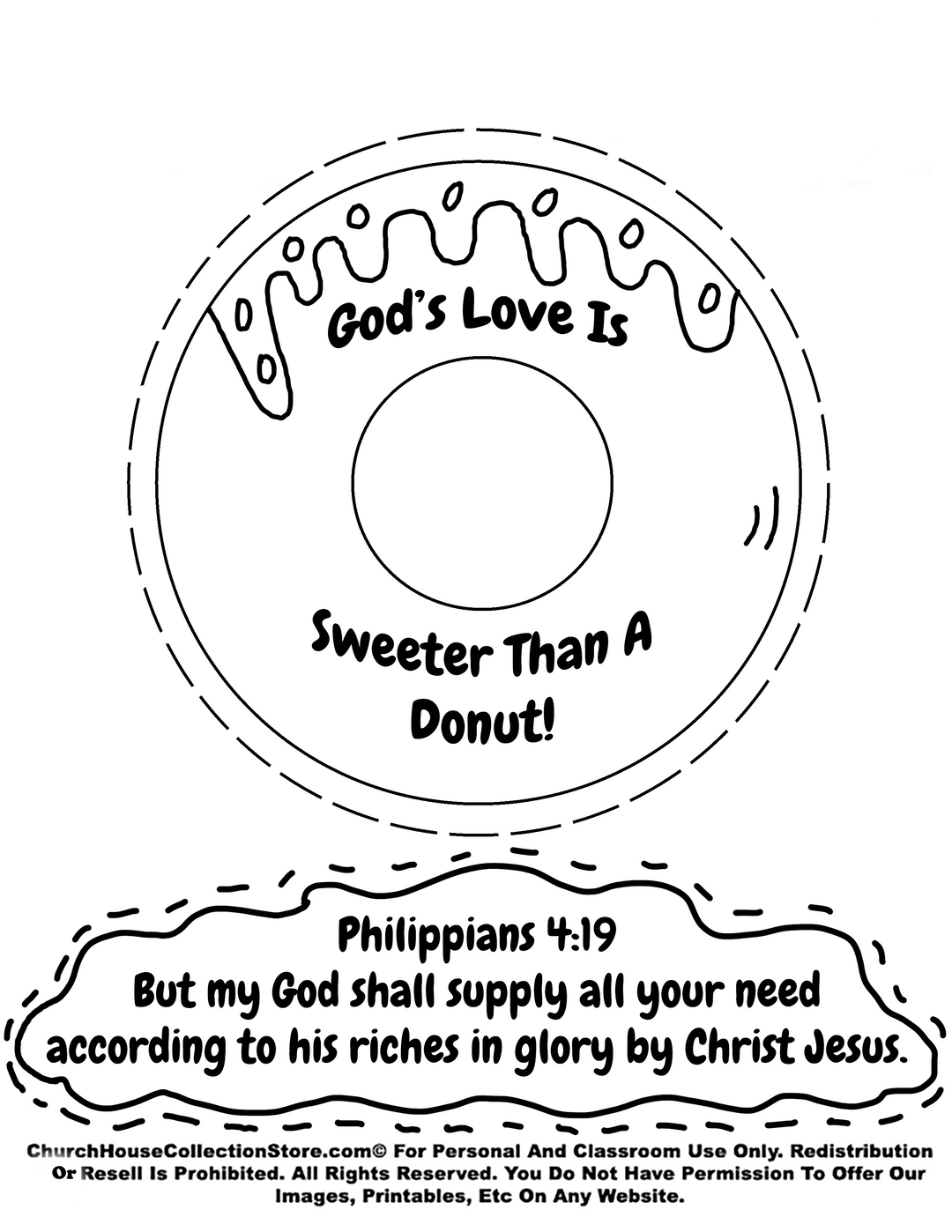 Pinky And The Jelly Donut Miracle! Sunday School Lesson Plan, cutout craft, and Coloring Page by ChurchHouseCollectionStore.com
