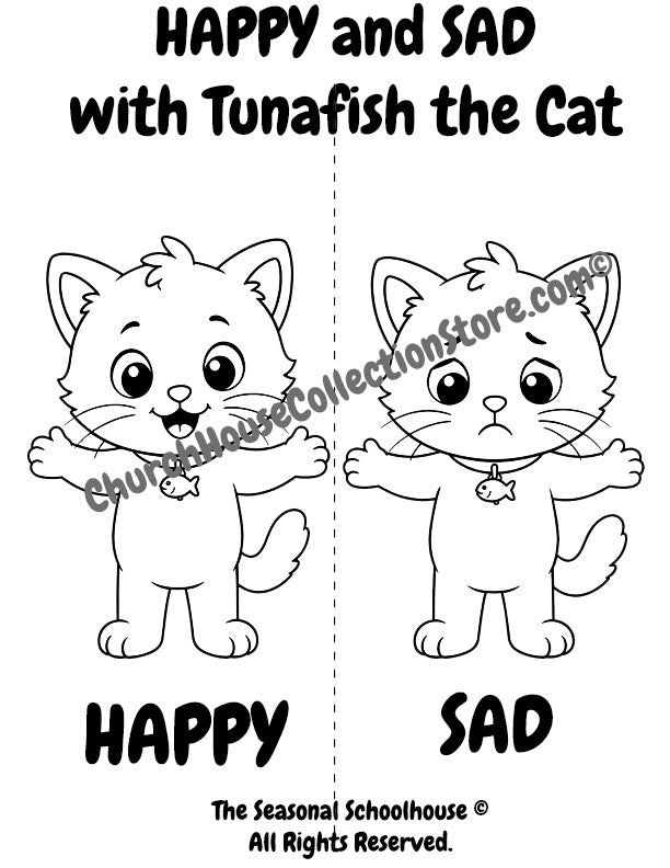 Tunafish Learns Happy and Sad Coloring Page

Help your little learner discover the opposites happy and sad with this adorable Tunafish the Cat coloring page! In this printable preschool activity, children can color Tunafish while learning to identify and compare different emotions through a happy Tunafish and a sad Tunafish.