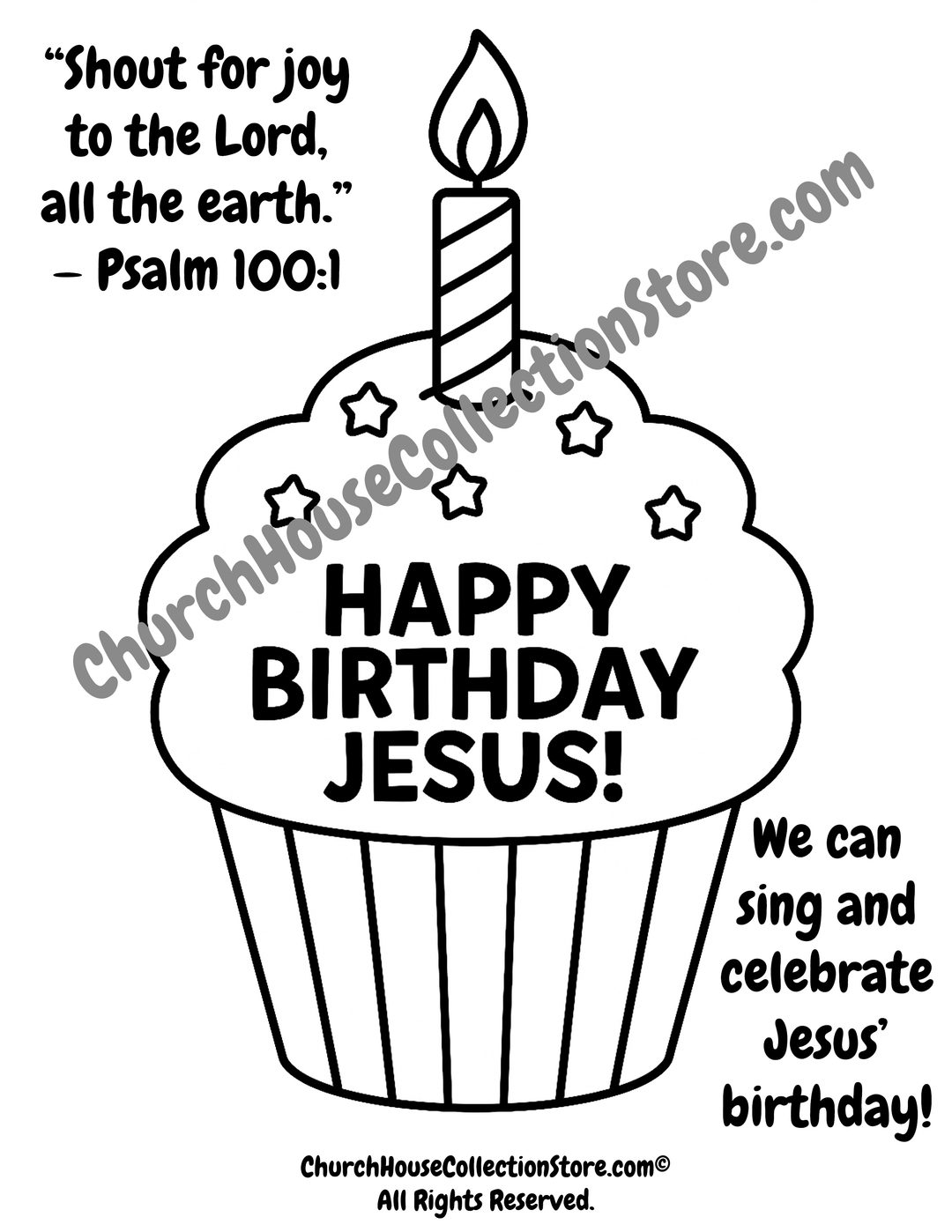 Happy Birthday Jesus Bible Coloring Page by ChurchHouseCollectionStore.com
