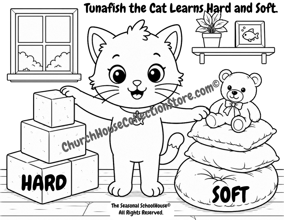 Tunafish the Cat Learns Hard and Soft Coloring Page

Help your little learner discover the opposites hard and soft with this adorable Tunafish the Cat coloring page! In this printable preschool activity, children can color Tunafish while learning to identify and compare hard and soft using two simple illustrations that make opposite concepts easy to understand.