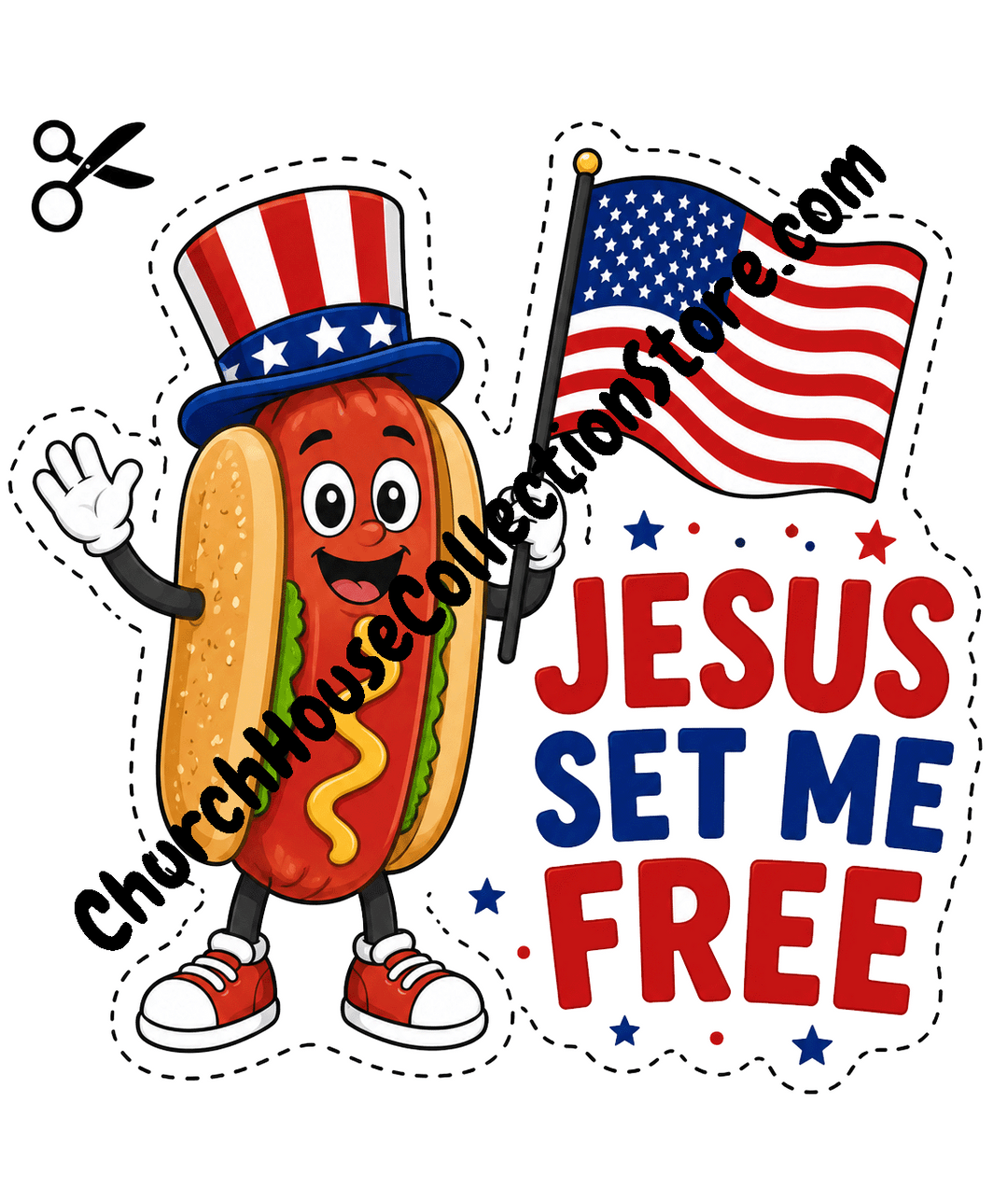 Jesus Set Me Free Hot Dog Craft – Fourth of July Bible Craft Cutout for Preschool &amp;amp; Toddlers