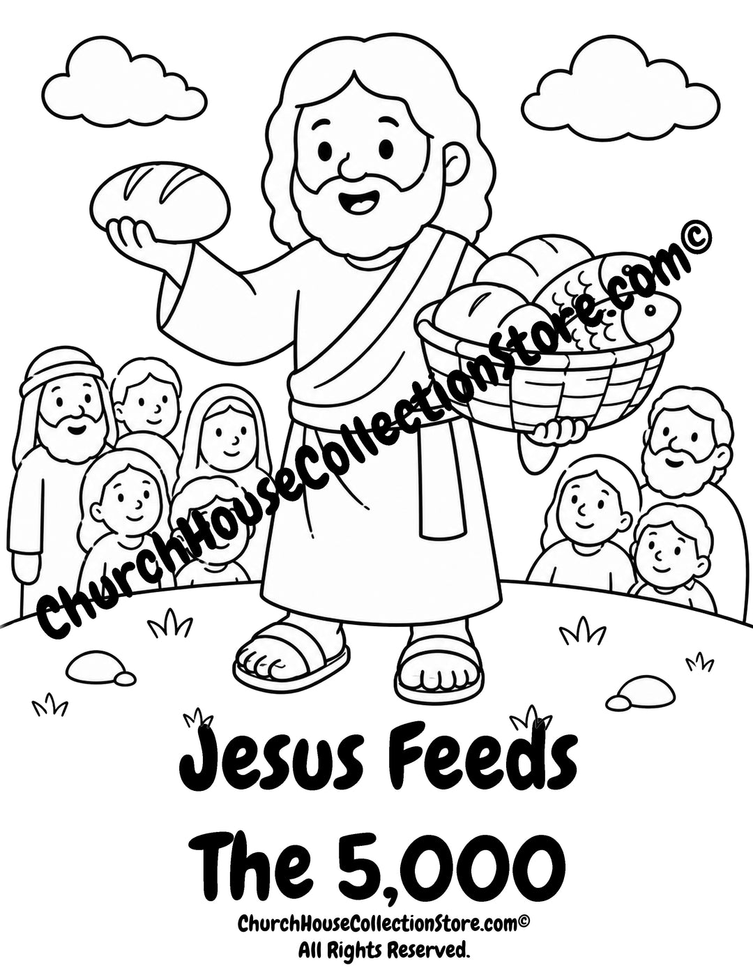Jesus Feeds The 5,000 Coloring Page – Printable Bible Activity For Kids