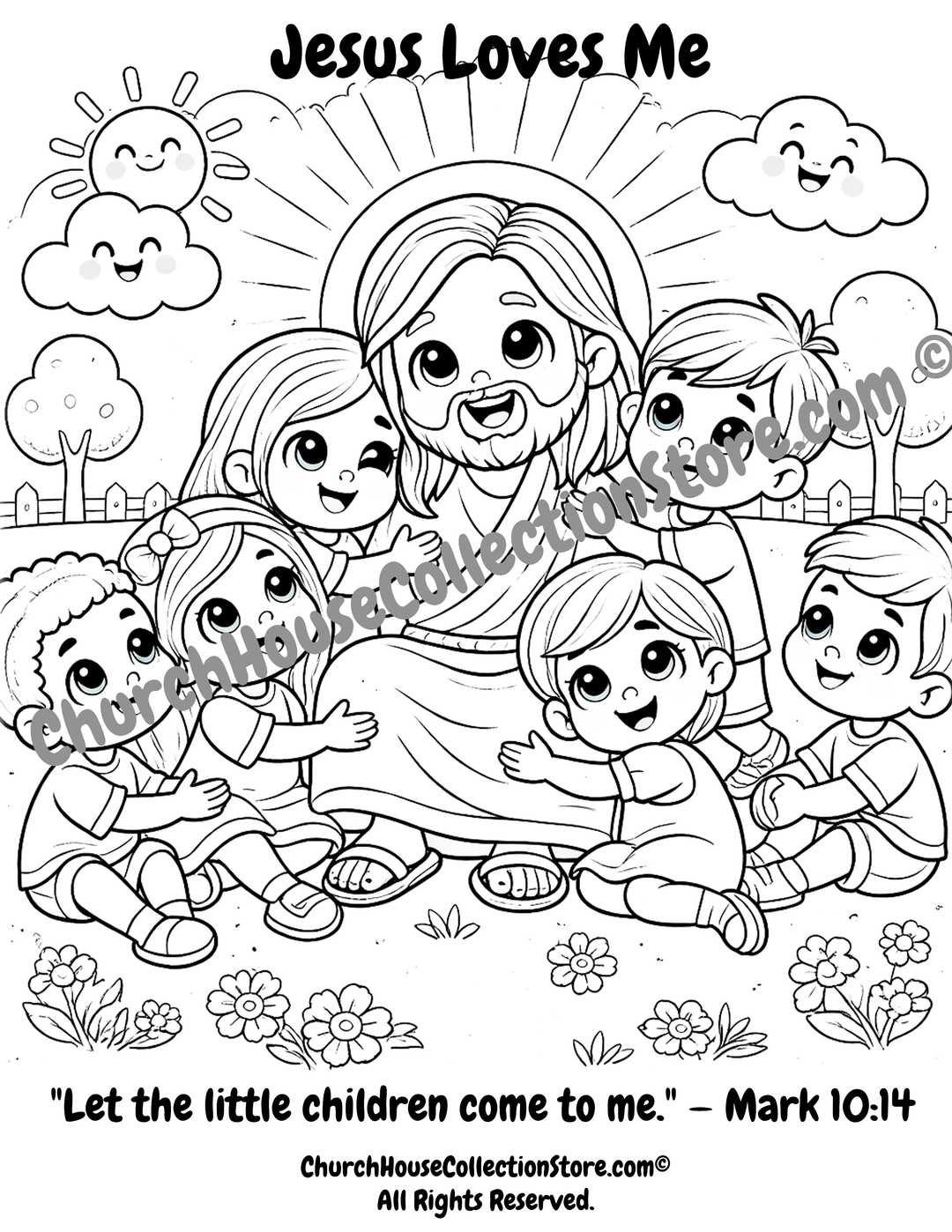 Jesus Loves Me Coloring Page Jesus And The Children