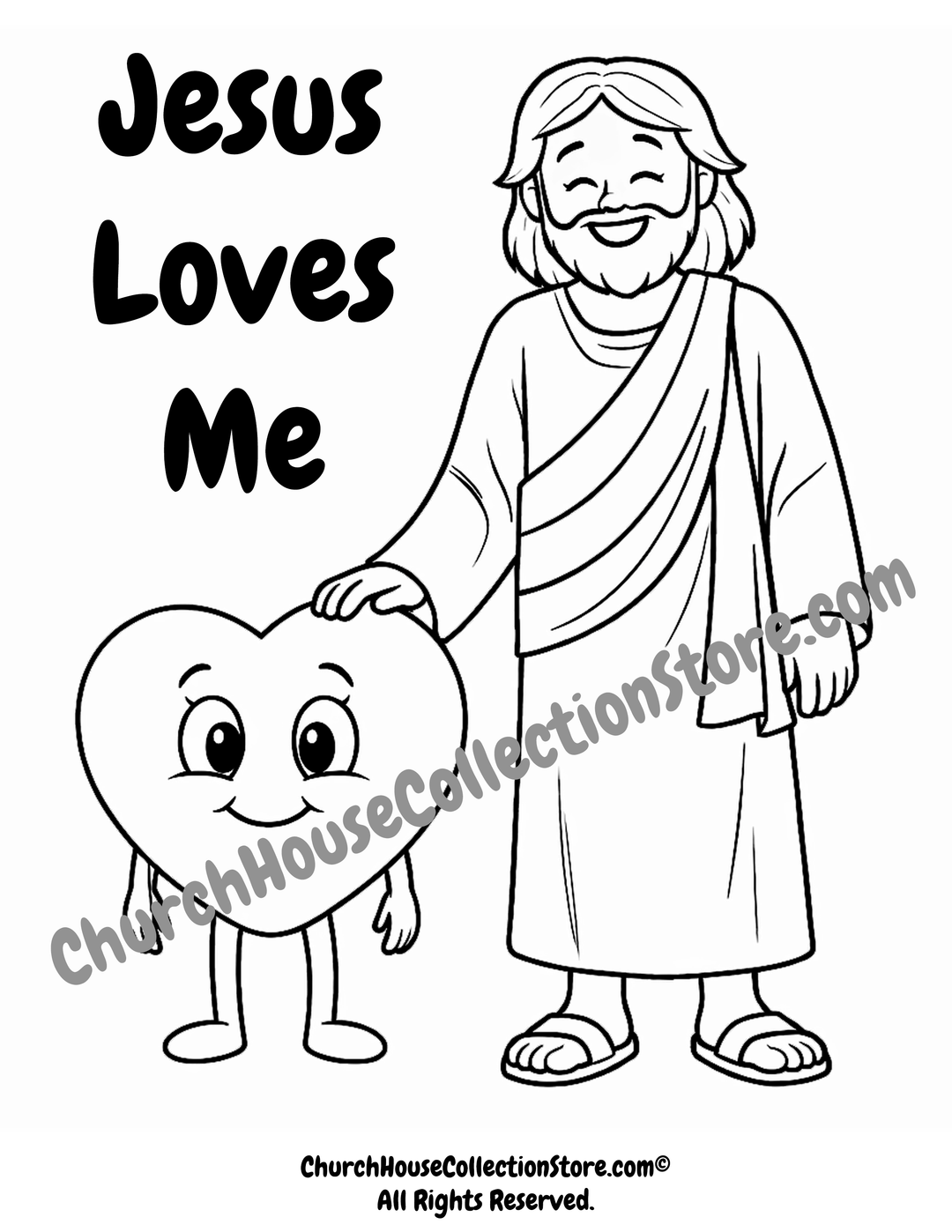 Jesus Loves Me Coloring Page (Preschool Bible Activity) by Church House Collection Store ChurchHouseCollectionStore.com