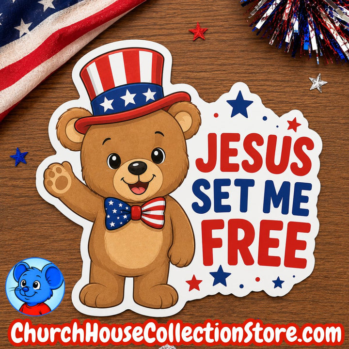 Jesus Set Me Free Teddy Bear Craft – Fourth of July Bible Craft Cutout for Preschool &amp;amp; Toddlers