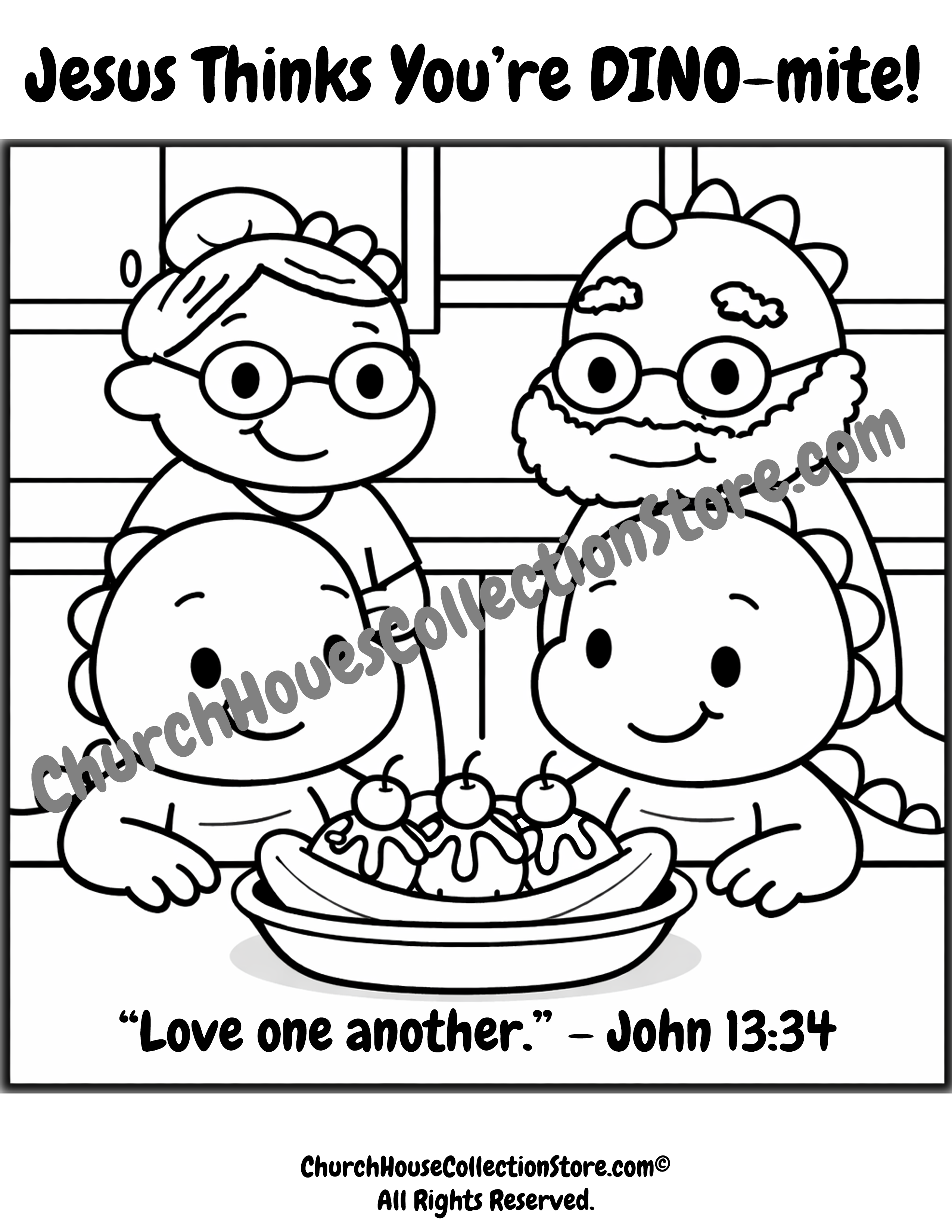 Dinosaur Bible Coloring Page for Preschoolers | Love One Another ...