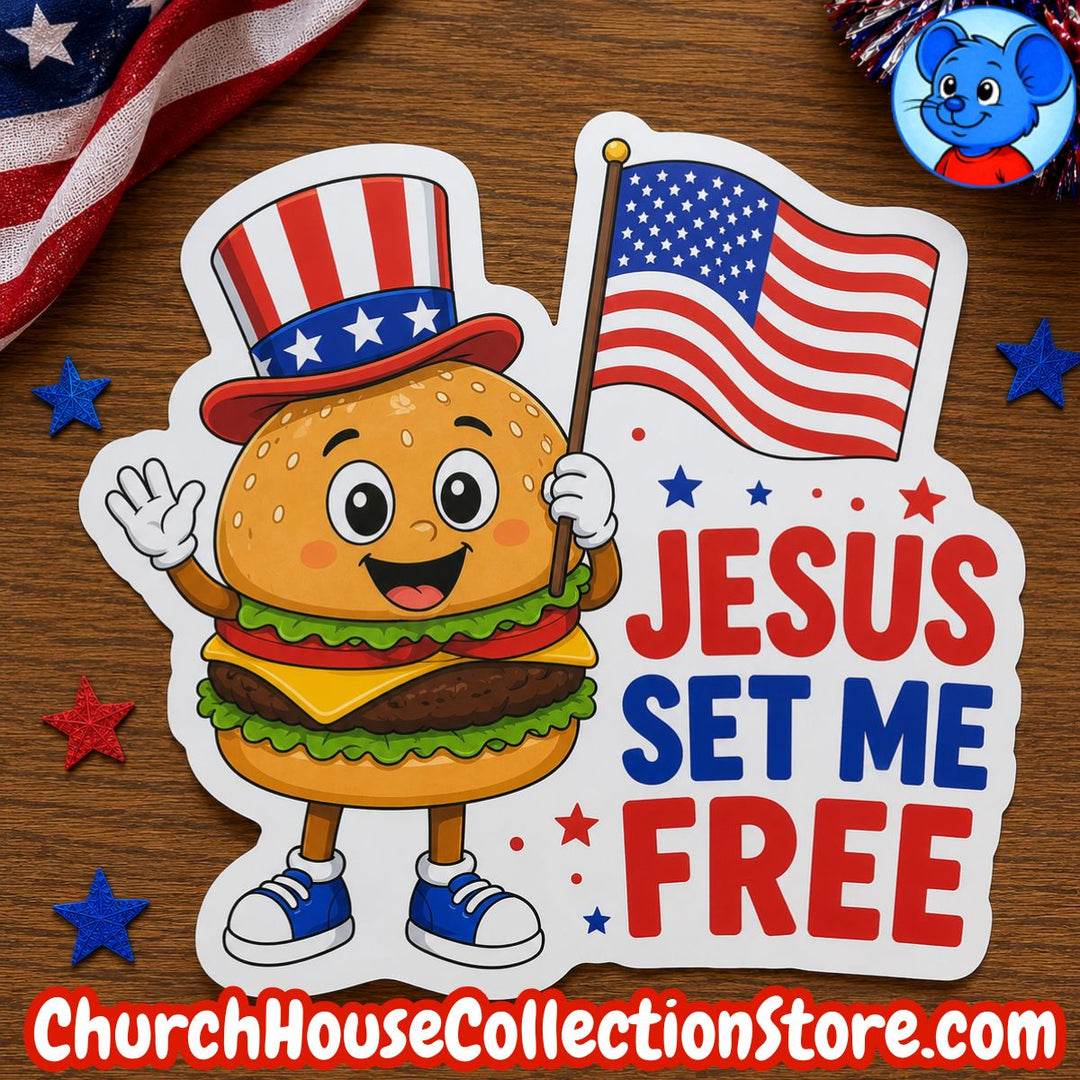 Jesus Set Me Free Hamburger Craft – Fourth of July Bible Craft Cutout for Preschool &amp; Toddlers