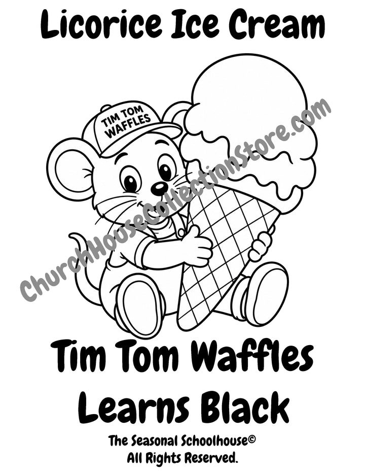 Tim Tom Waffles learns black licorice ice cream coloring page preschool color printable