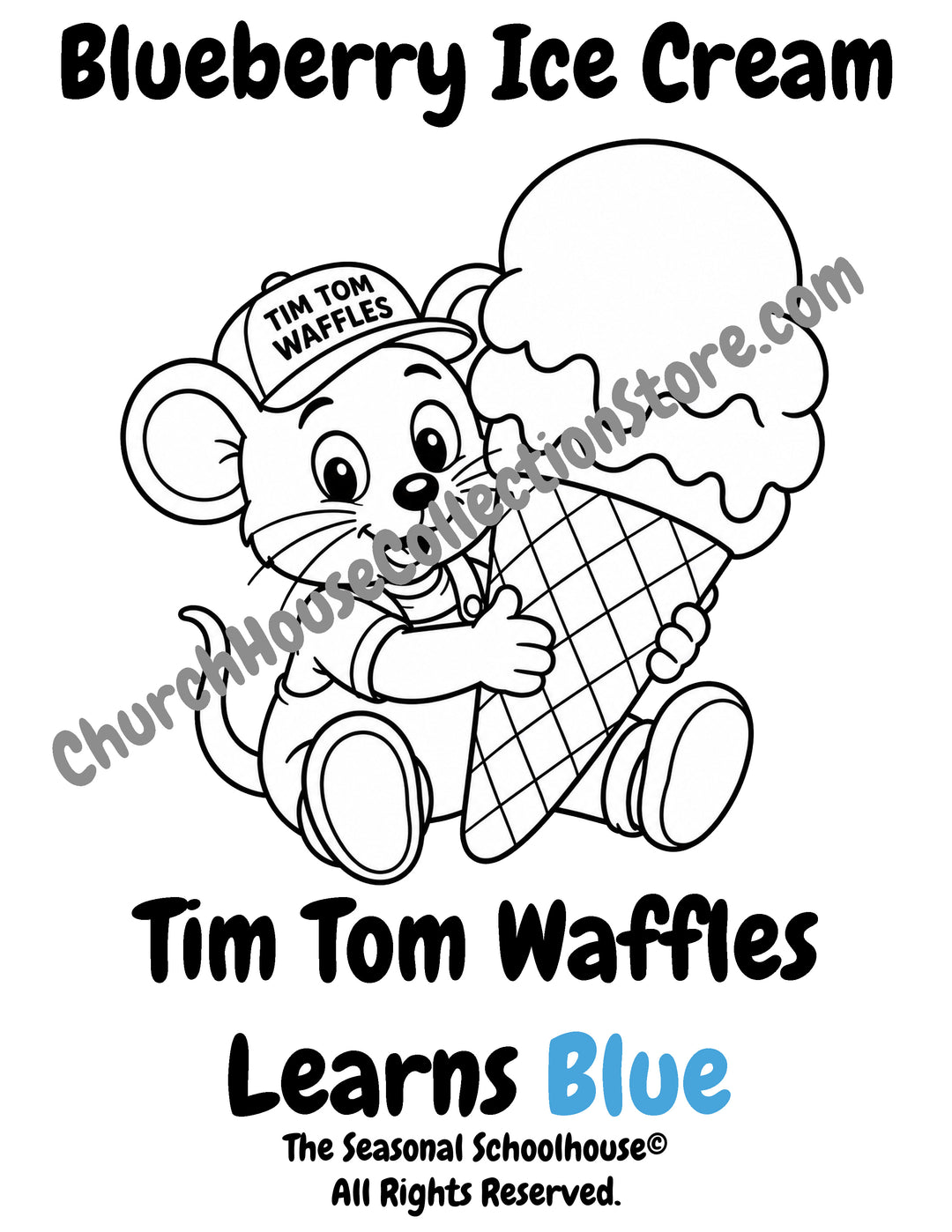 Tim Tom Waffles learns blue blueberry ice cream coloring page preschool color printable