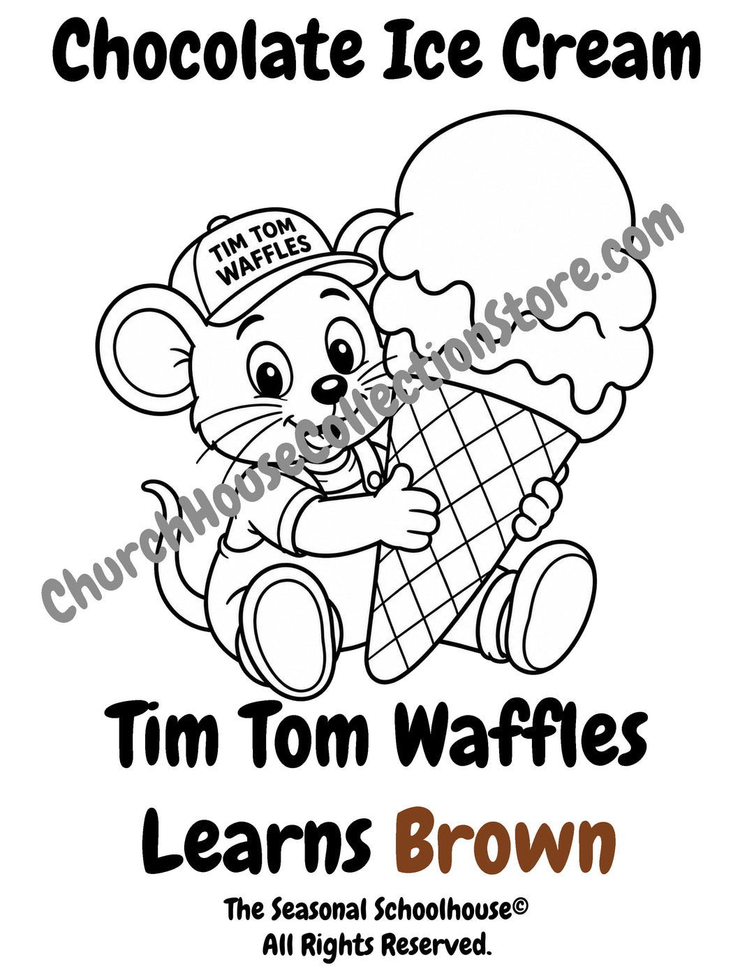 Tim Tom Waffles learns brown chocolate ice cream coloring page preschool color printable