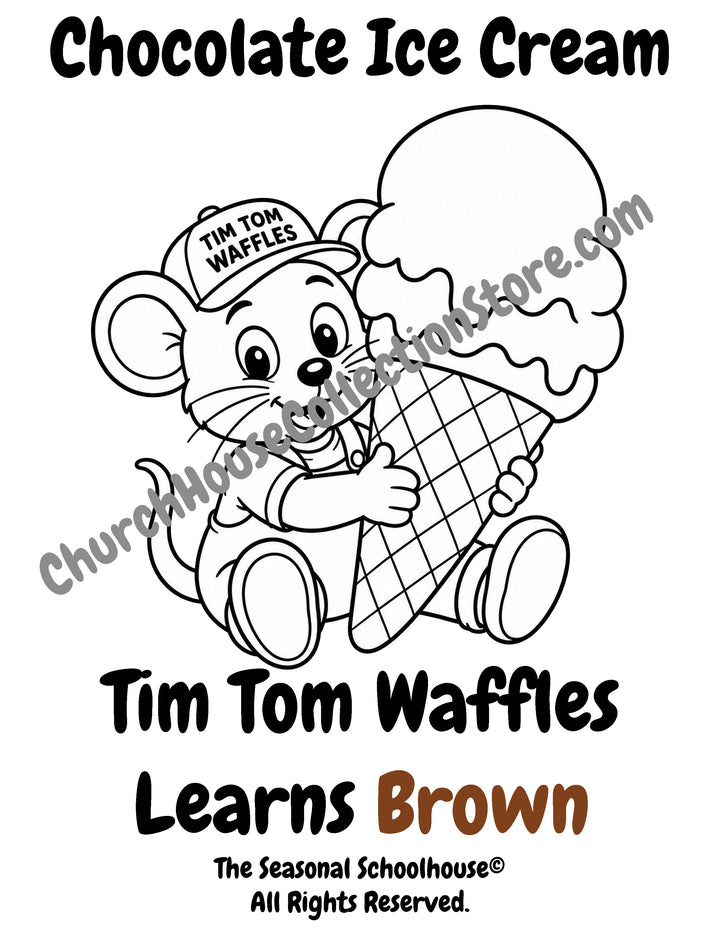 Tim Tom Waffles learns brown chocolate ice cream coloring page preschool color printable