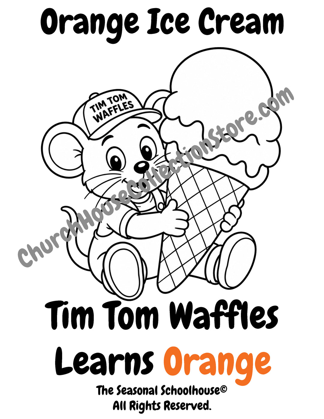Tim Tom Waffles learns orange ice cream coloring page preschool color printable
