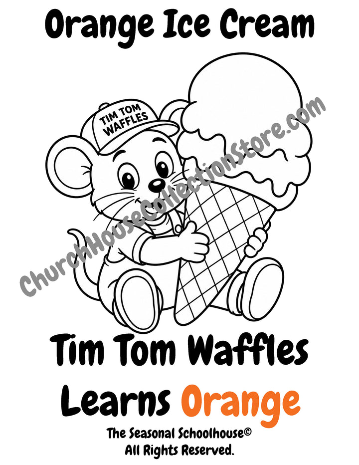 Tim Tom Waffles learns orange ice cream coloring page preschool color printable