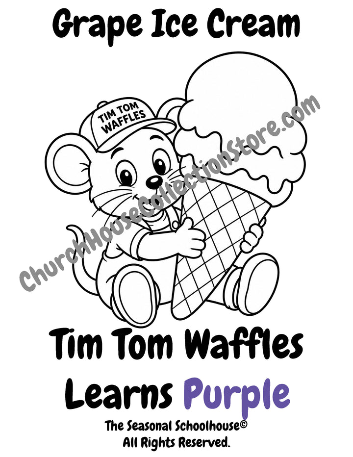 Tim Tom Waffles learns purple grape ice cream coloring page preschool color printable