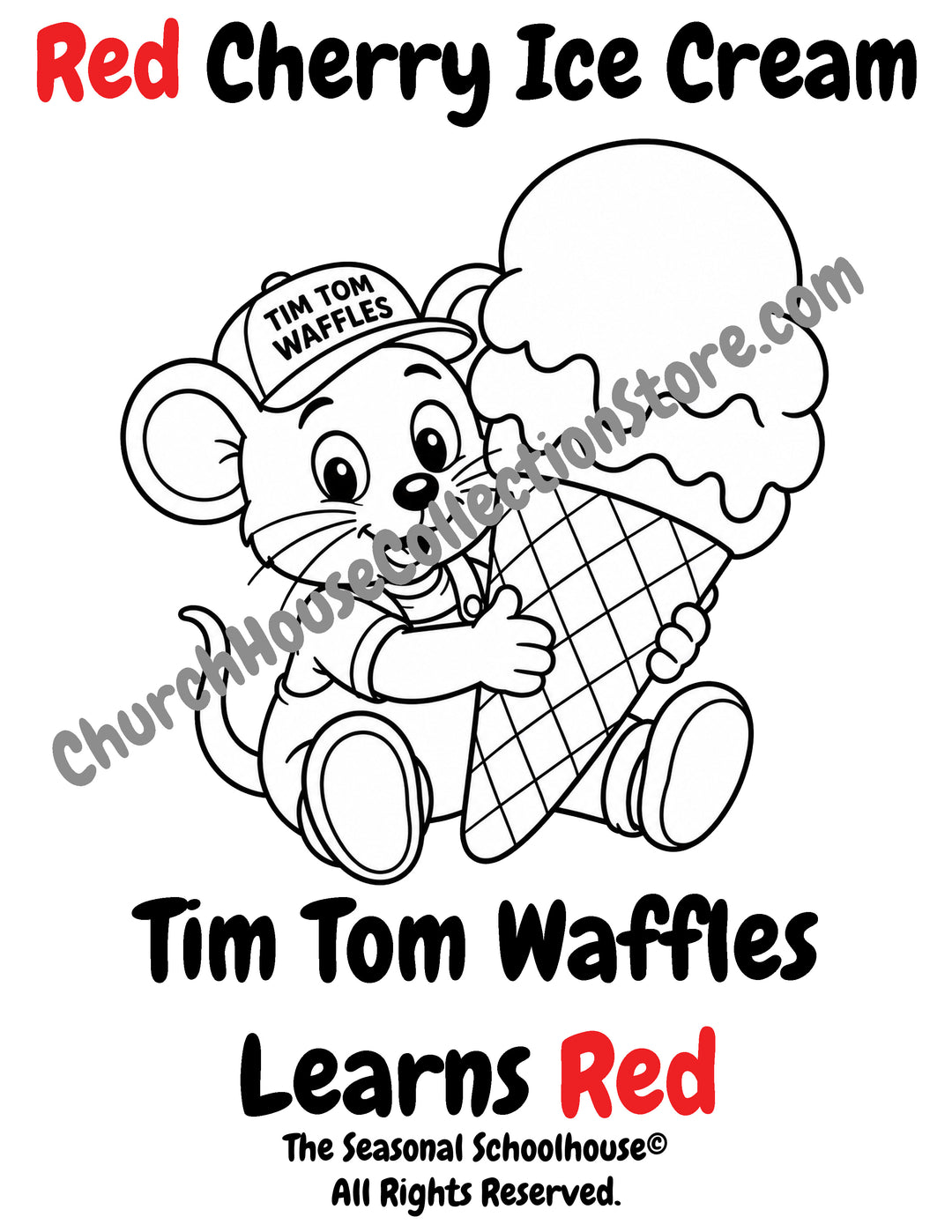 Tim Tom Waffles learns red cherry ice cream coloring page preschool color printable