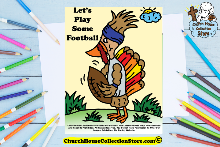 Let's Play Some Turkey Football Coloring Page