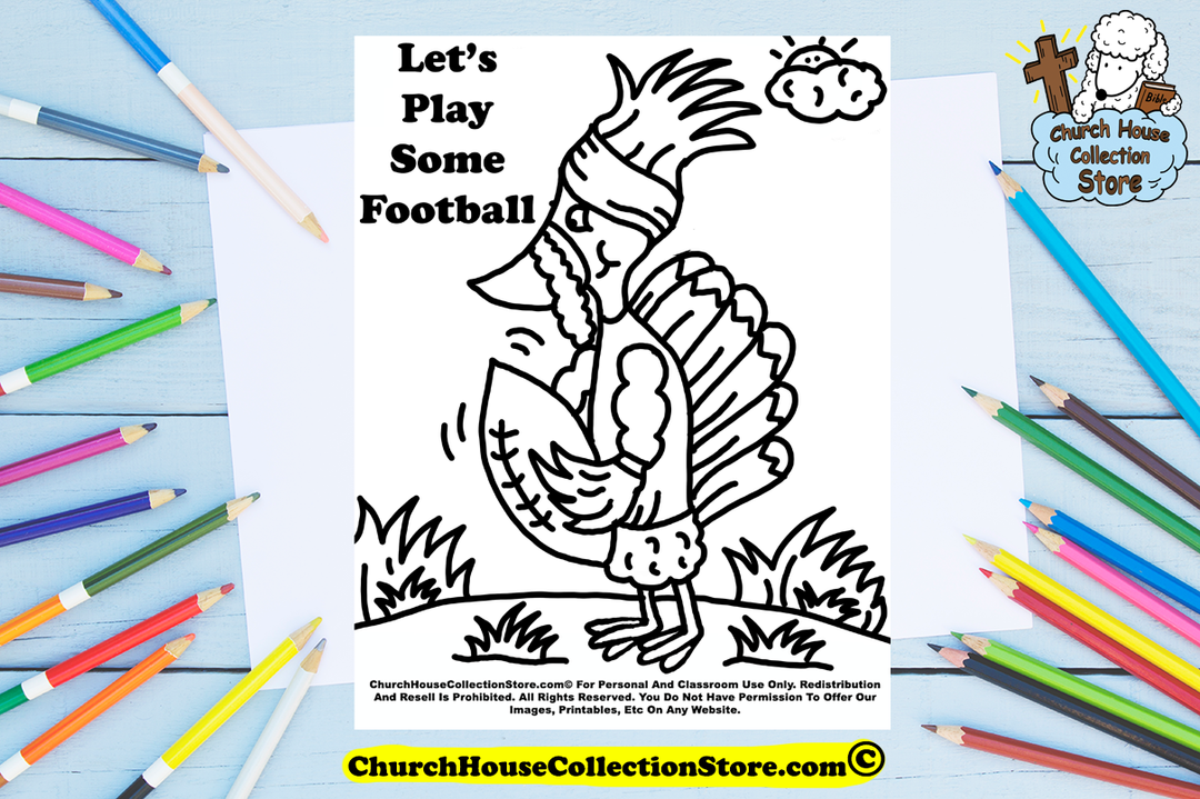 Let's Play Some Turkey Football Coloring Page